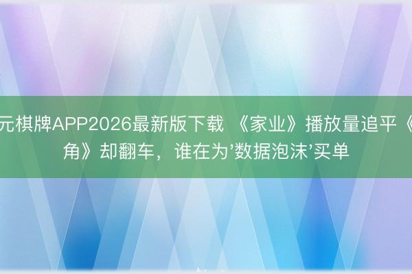 开元棋牌APP2026最新版下载 《家业》播放量追平《主角》却翻车,谁在为'数据泡沫'买单