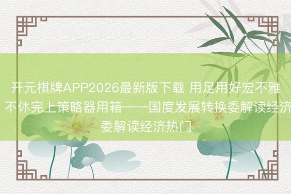 开元棋牌APP2026最新版下载 用足用好宏不雅策略 不休完上策略器用箱——国度发展转换委解读经济热门