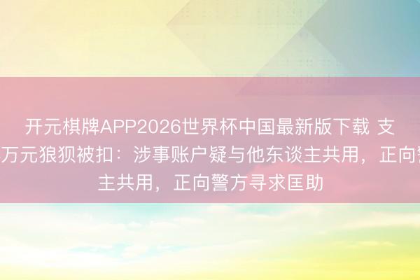开元棋牌APP2026世界杯中国最新版下载 支付宝回话184万元狼狈被扣：涉事账户疑与他东谈主共用，正向警方寻求匡助