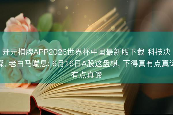 开元棋牌APP2026世界杯中国最新版下载 科技决骤， 老白马喘息: 6月16日A股这盘棋， 下得真有点真谛