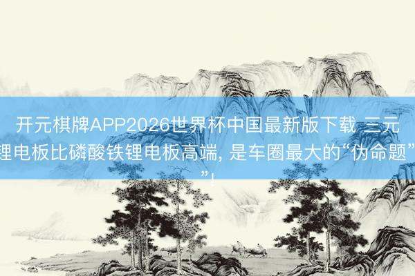 开元棋牌APP2026世界杯中国最新版下载 三元锂电板比磷酸铁锂电板高端， 是车圈最大的“伪命题”!
